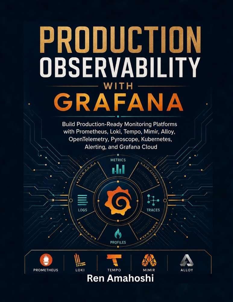 Production Observability with Grafana: Build Production-Ready Monitoring Platforms with Prometheus, Loki, Tempo, Mimir, Alloy, OpenTelemetry, Pyroscop cover