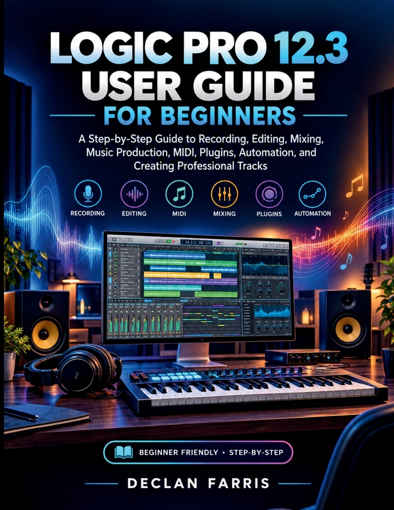 Logic Pro 12.3 User Guide for Beginners: A Step-by-Step Guide to Recording, Editing, Mixing, Music Production, MIDI, Plugins, Automation, and Creating cover