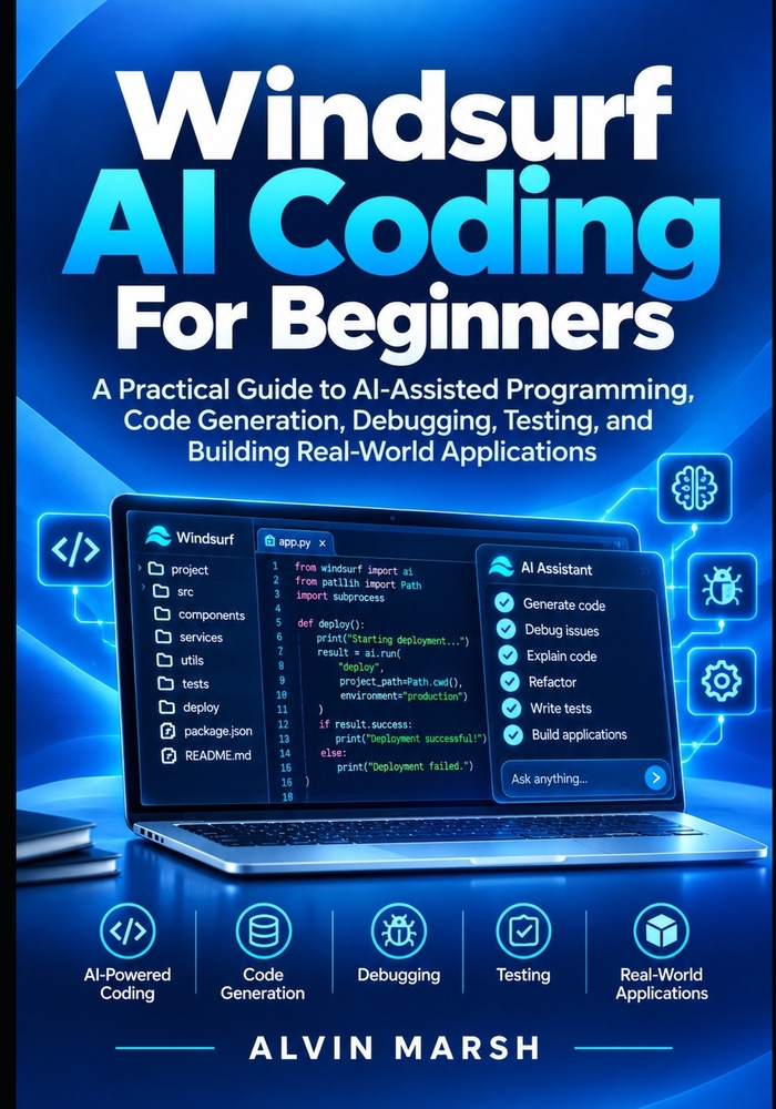 Windsurf AI Coding For Beginners: A Practical Guide to AI-Assisted Programming, Code Generation, Debugging, Testing, and Building Real-World Applicati cover