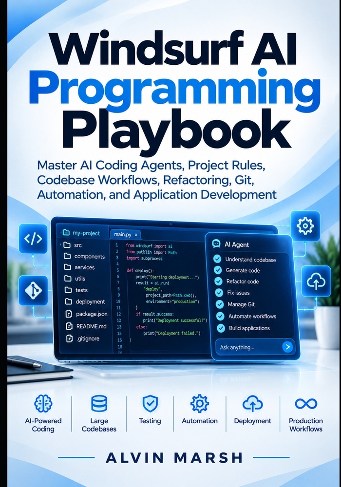 Windsurf AI Programming Playbook: Master AI Coding Agents, Project Rules, Codebase Workflows, Refactoring, Git, Automation, and Application Developmen cover