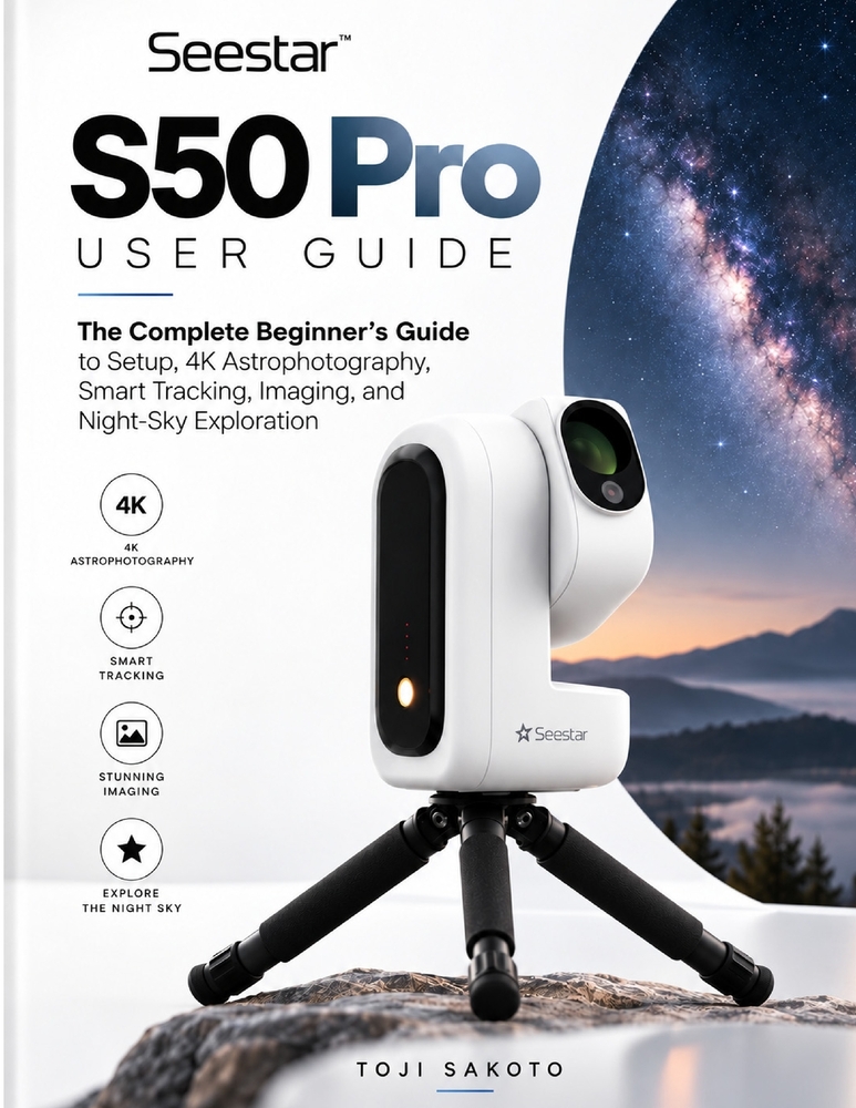 Seestar S50 Pro User Guide: he Complete Beginner's Guide to Setup, 4K Astrophotography, Smart Tracking, Imaging, and Night-Sky Exploration cover