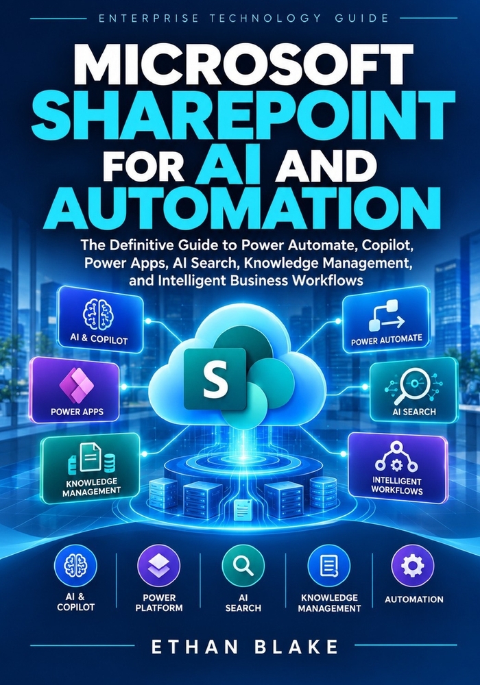 Microsoft SharePoint for AI and Automation: The Definitive Guide to Power Automate, Copilot, Power Apps, AI Search, Knowledge Management, and Intellig cover