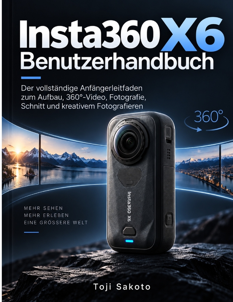 Insta360 X6 Benutzerhandbuch: Der vollständige Anfängerleitfaden zur Einrichtung, 360°-Video, Fotografie, Bearbeitung und kreativen Aufnahmen cover