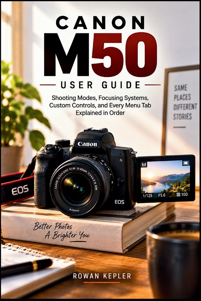 Canon M50 User Guide: Shooting Modes, Focusing Systems, Custom Controls, and Every Menu Tab Explained in Order cover