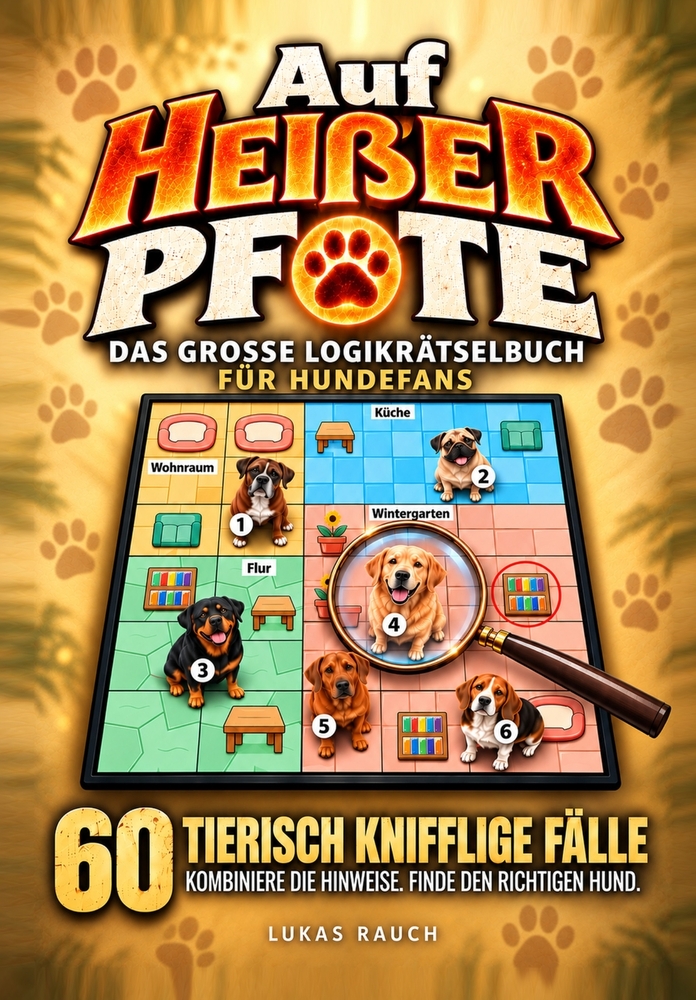 Auf heißer Pfote: Das große Logikrätselbuch für Hundefans 60 tierisch knifflige Fälle - kombiniere die Hinweise und finde den richtigen Hund Geschenk cover
