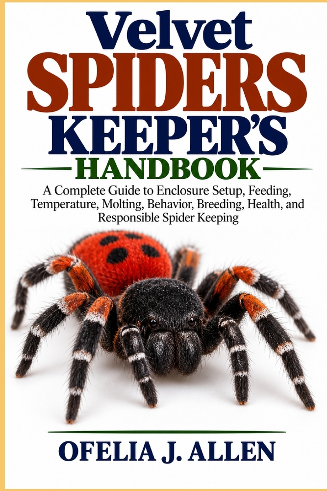 Velvet Spiders Keeper's Handbook: A Complete Guide to Enclosure Setup, Feeding, Temperature, Molting, Behavior, Breeding, Health, and Responsible Spid cover