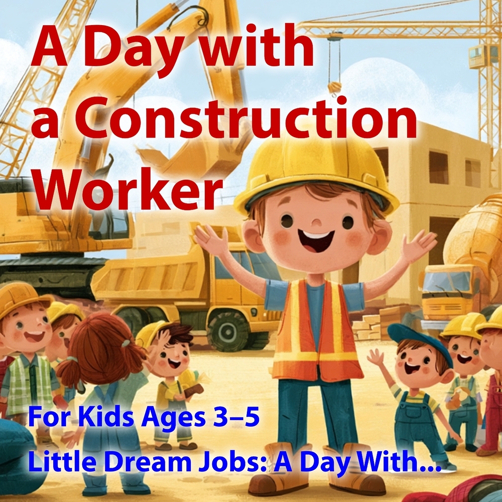 A Day with a Construction Worker: A Fun Construction Site Adventure for Kids Ages 3-5 to Discover Trucks, Tools, Building, and Teamwork cover