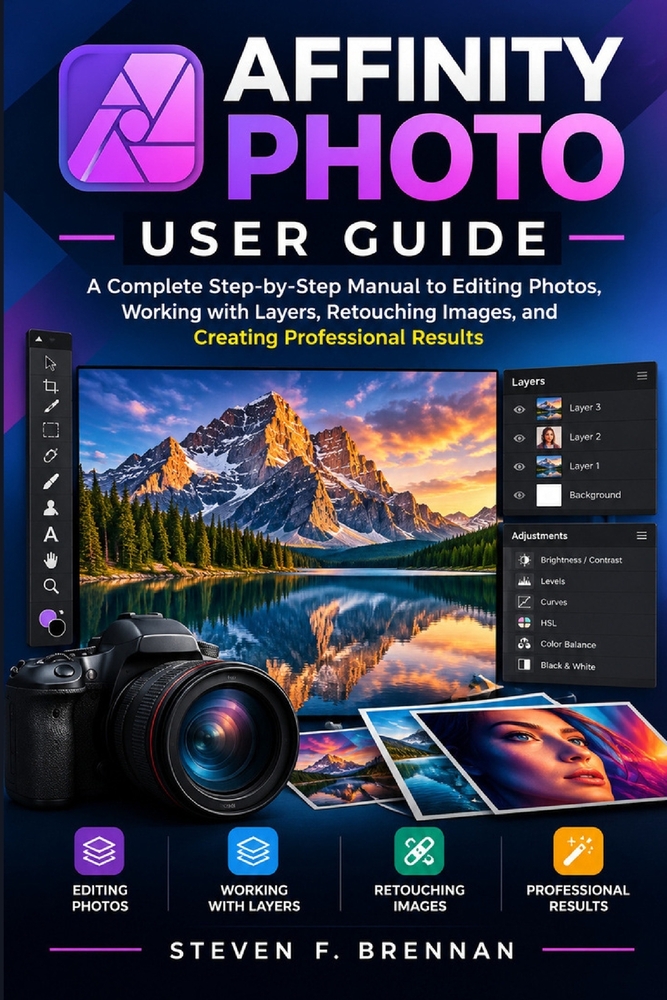 Affinity Photo User Guide: A Complete Step-by-Step Manual to Editing Photos, Working with Layers, Retouching Images, and Creating Professional Results cover