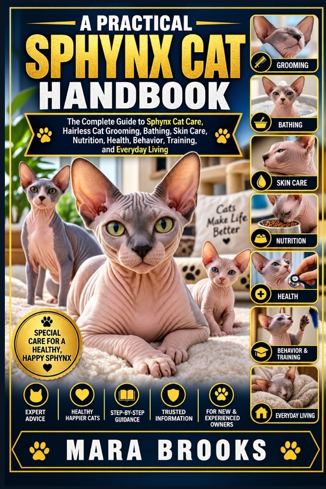 A Practical Sphynx Cat Handbook: The Complete Guide to Sphynx Cat Care, Hairless Cat Grooming, Bathing, Skin Care, Nutrition, Health, Behavior, Traini cover