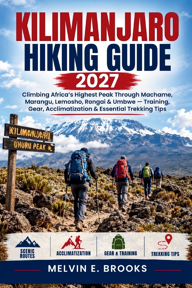 Kilimanjaro Hiking Guide 2026-2027: Climbing Africa's Highest Peak Through Machame, Marangu, Lemosho, Rongai & Umbwe - Training, Gear, Acclimatization cover