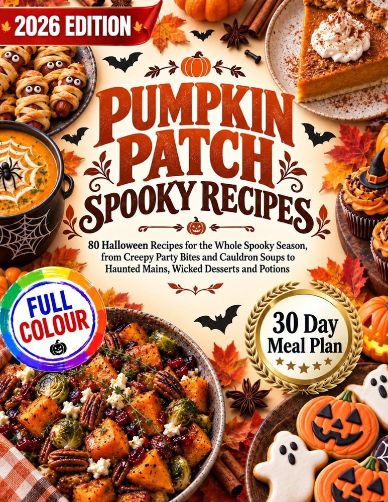 Pumpkin Patch Spooky Recipes: 80 Halloween Recipes for the Whole Spooky Season, from Creepy Party Bites and Cauldron Soups to Haunted Mains, Wicked De cover