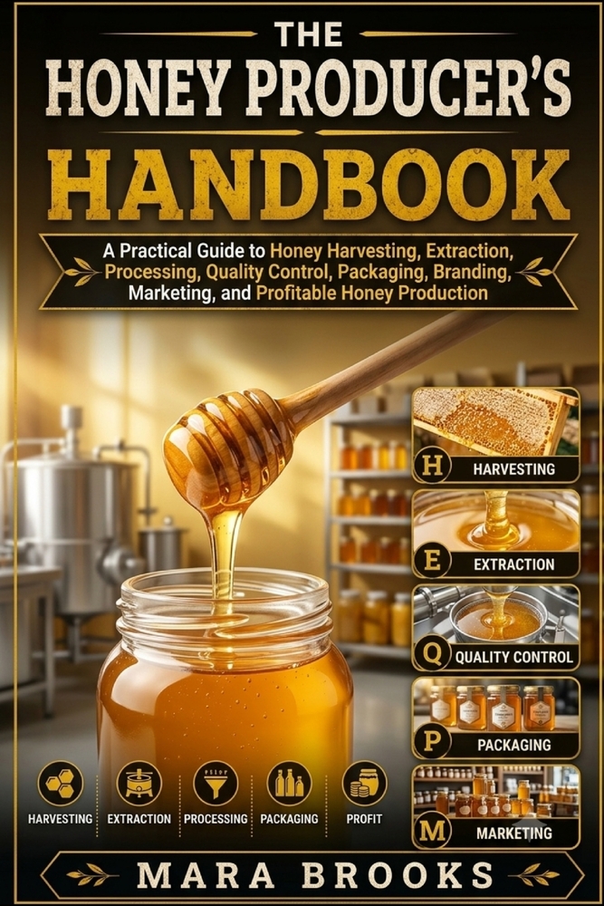 The Honey Producer's Handbook: A Practical Guide to Honey Harvesting, Extraction, Processing, Quality Control, Packaging, Branding, Marketing, and Pro cover