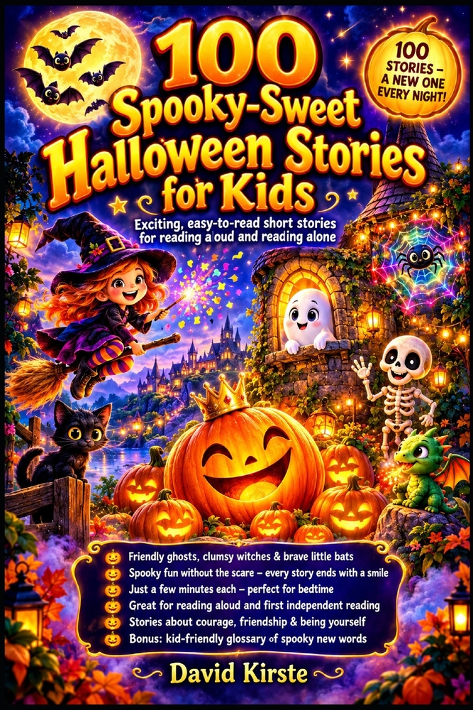 100 Spooky-Sweet Halloween Stories for Kids: Short Bedtime Stories with Friendly Ghosts, Witches, Pumpkins and Monsters for Children Ages 4-8 - Perfec cover