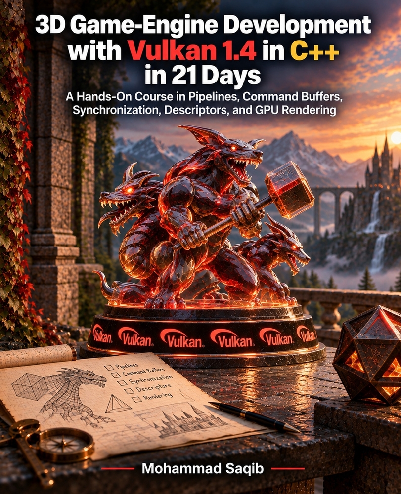 3D Game-Engine Development with Vulkan 1.4 in C++ in 21 Days: A Hands-On Course in Pipelines, Command Buffers, Synchronization, Descriptors, and GPU R cover