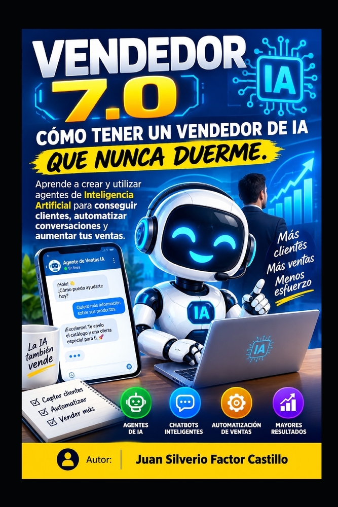 Vendedor 7.0: CÓMO TENER UN VENDEDOR DE IA QUE NUNCA DUERME.: Aprende a crear y utilizar agentes de Inteligencia Artificial para conseguir clientes, a cover