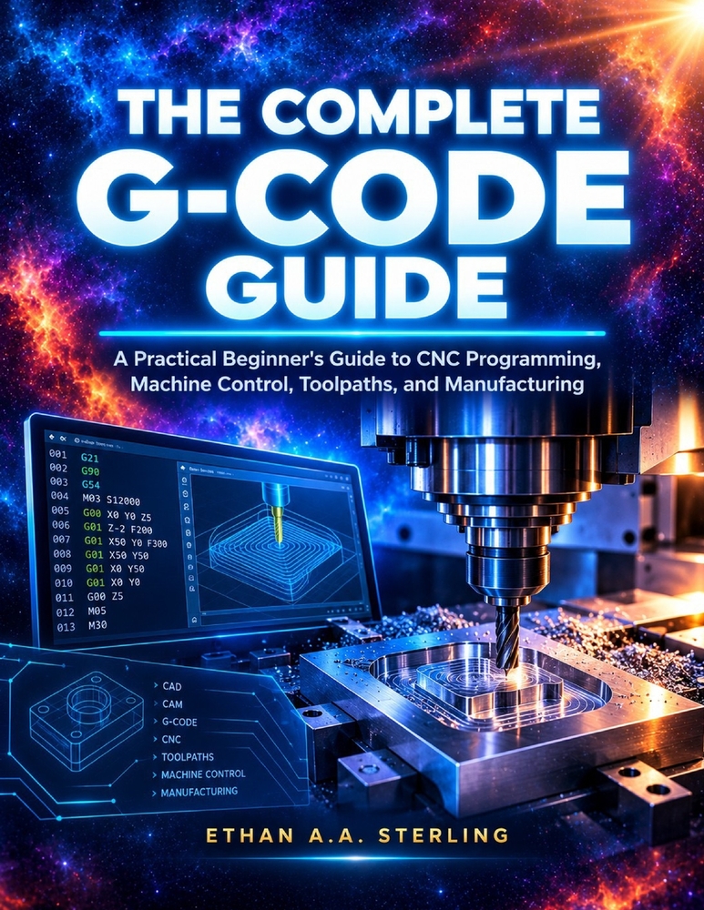 The Complete G-Code Guide: A Practical Beginner's Guide to CNC Programming, Machine Control, Toolpaths, and Manufacturing cover