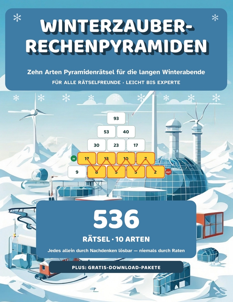 Winterzauber-Rechenpyramiden: 536 Zahlenpyramiden-Rätsel von leicht bis schwer für die ganze Familie - 10 Kapitel, alle Lösungen cover