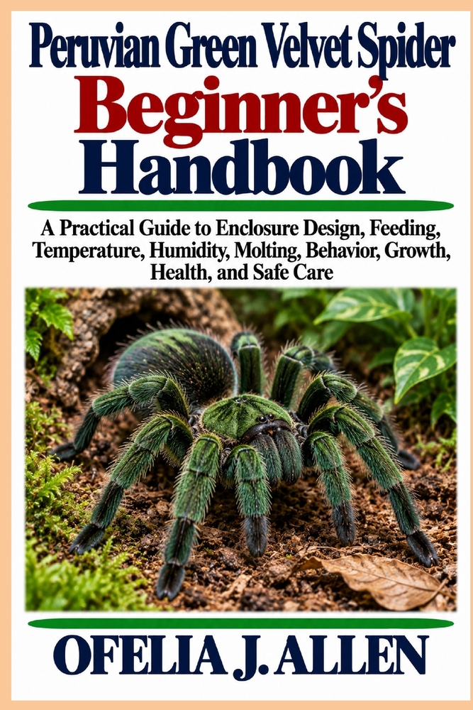 Peruvian Green Velvet Spider Beginner's Handbook: A Practical Guide to Enclosure Design, Feeding, Temperature, Humidity, Molting, Behavior, Growth, He cover