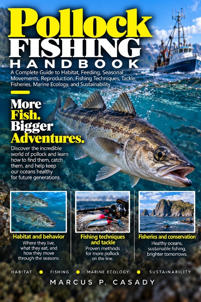 Pollock Fishing Handbook: A Complete Guide to Habitat, Feeding, Seasonal Movements, Reproduction, Fishing Techniques, Tackle, Fisheries, Marine Ecolog cover