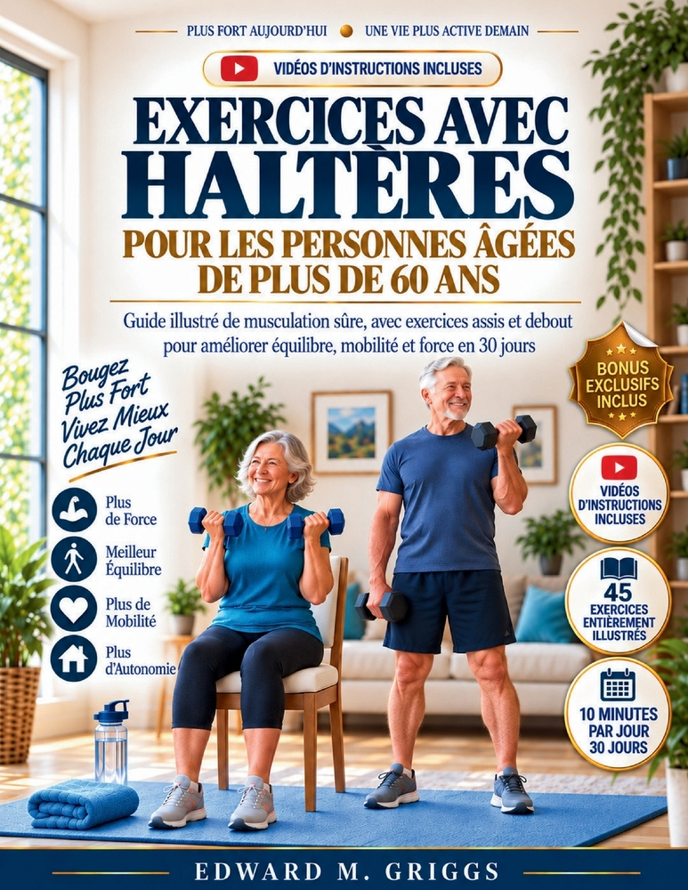 Exercices Avec Haltères Pour Les Personnes Âgées de Plus de 60 ANS: Guide illustré de musculation sûre, avec exercices assis et debout pour améliorer cover