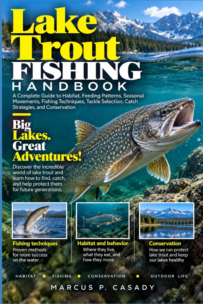 Lake Trout Fishing Handbook: A Complete Guide to Habitat, Feeding Patterns, Seasonal Movements, Fishing Techniques, Tackle Selection, Catch Strategies cover