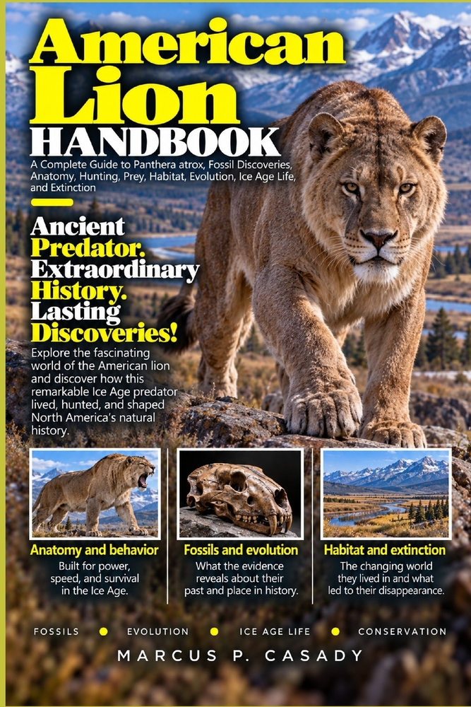 American Lion Handbook: A Complete Guide to Panthera atrox, Fossil Discoveries, Anatomy, Hunting, Prey, Habitat, Evolution, Ice Age Life, and Extincti cover