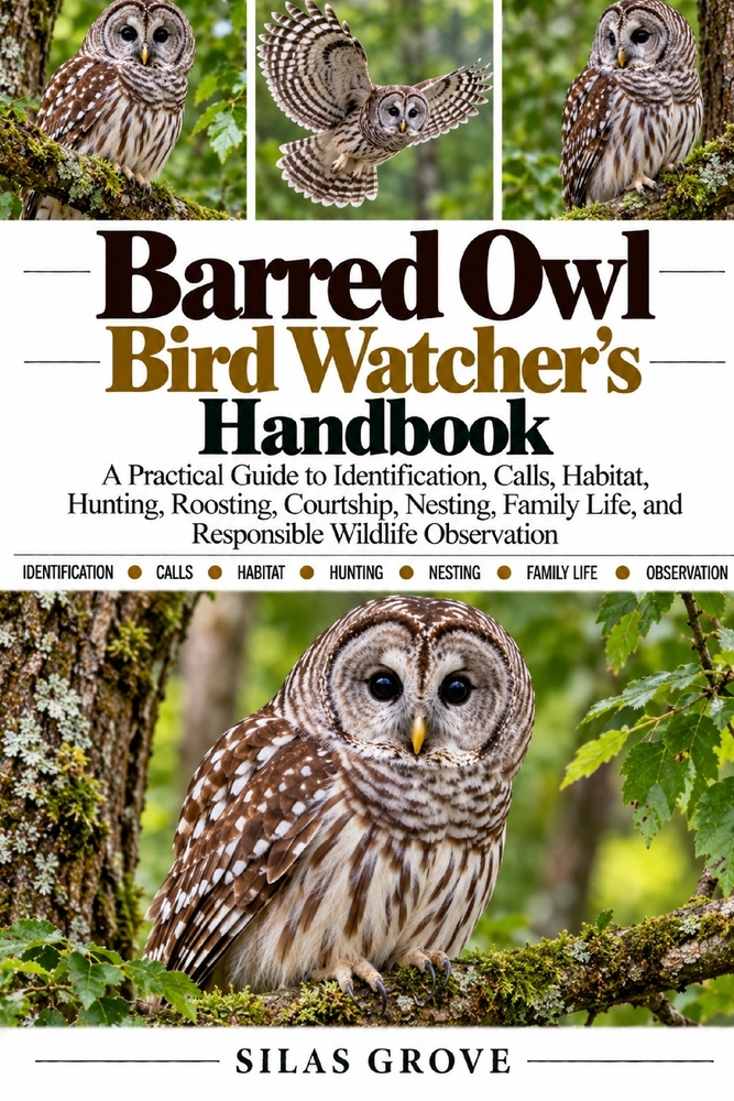 Barred Owl Bird Watcher's Handbook: A Practical Guide to Identification, Calls, Habitat, Hunting, Roosting, Courtship, Nesting, Family Life, and Respo cover