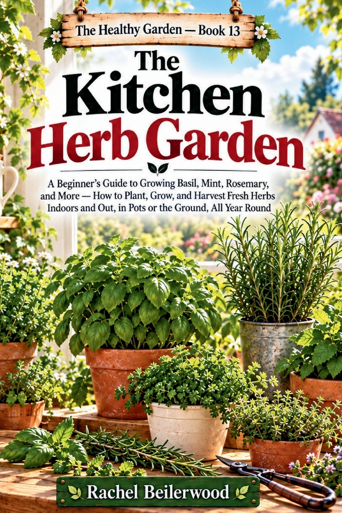 The Kitchen Herb Garden: A Beginner's Guide to Growing Basil, Mint, Rosemary, and More - How to Plant, Grow, and Harvest Fresh Herbs Indoors and Out, cover