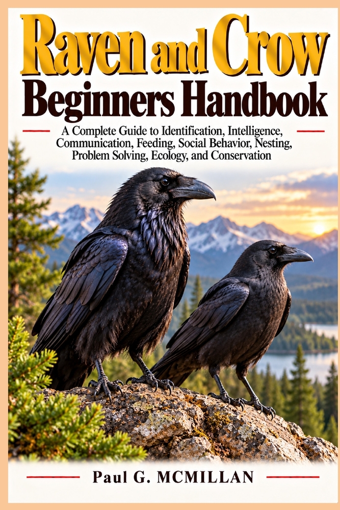Raven and Crow Beginners Handbook: A Complete Guide to Identification, Intelligence, Communication, Feeding, Social Behavior, Nesting, Problem Solving cover