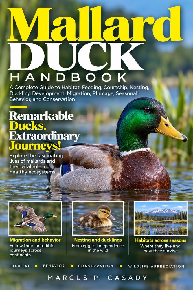Mallard Duck Handbook: A Complete Guide to Habitat, Feeding, Courtship, Nesting, Duckling Development, Migration, Plumage, Seasonal Behavior, and Cons cover
