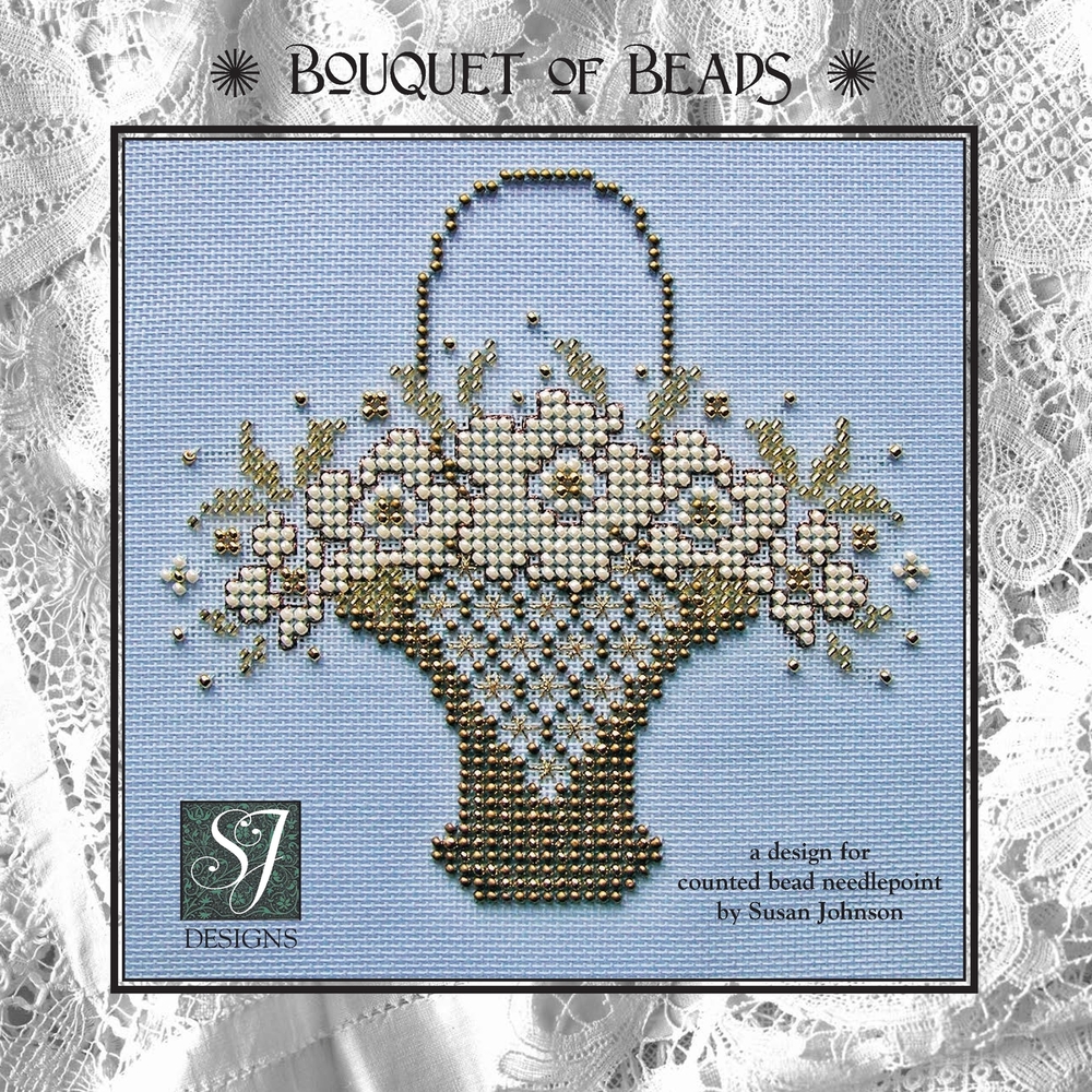 Bouquet of Beads: a project for counted bead needlepoint cover