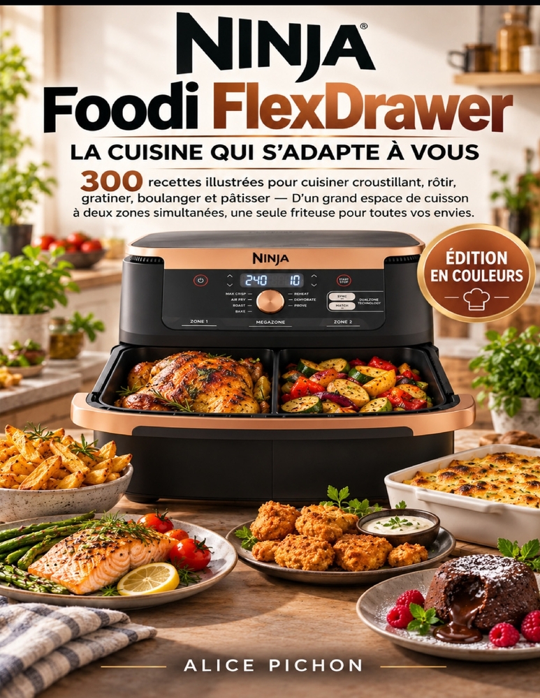 Ninja Foodi FlexDrawer - La Cuisine Qui S'Adapte à Vous: 300 recettes illustrées pour cuisiner croustillant, rôtir, gratiner, boulanger et pâtisser - cover