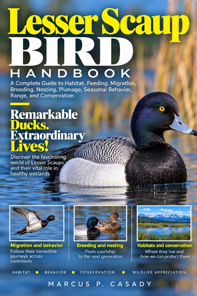 Lesser Scaup Bird Handbook: A Complete Guide to Habitat, Feeding, Migration, Breeding, Nesting, Plumage, Seasonal Behavior, Range, and Conservation cover