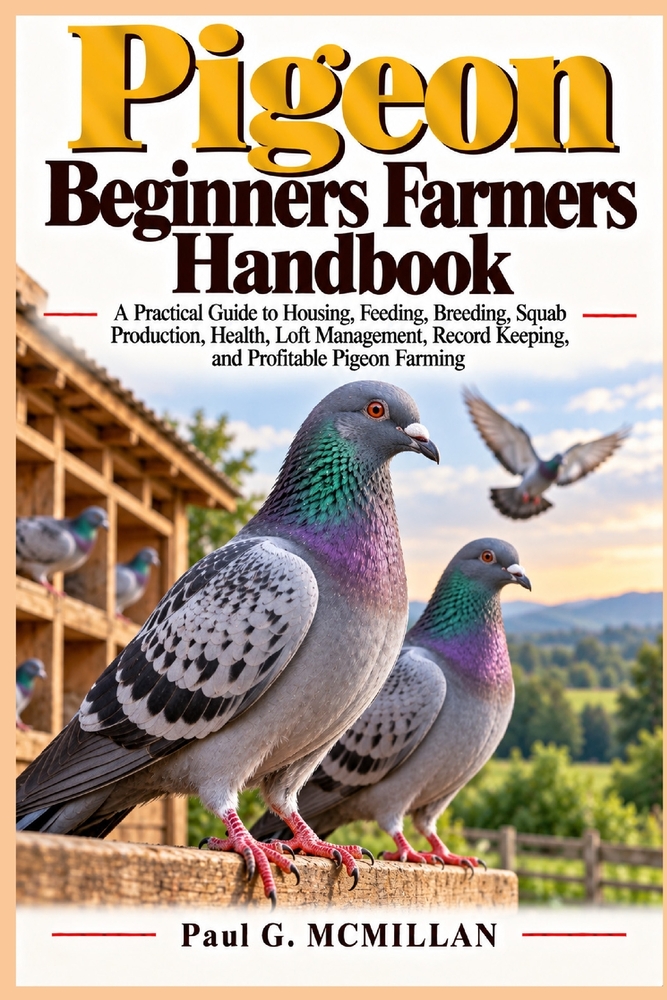 Pigeon Beginners Farmers Handbook: A Practical Guide to Housing, Feeding, Breeding, Squab Production, Health, Loft Management, Record Keeping, and Pro cover