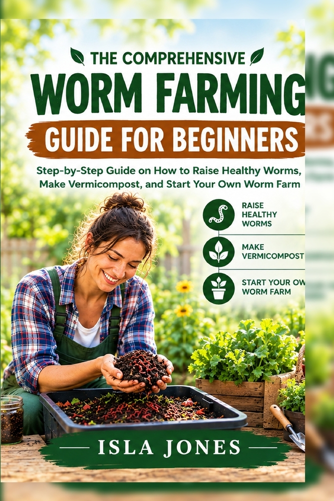 The Comprehensive Worm Farming Guide for Beginners: Step-by-Step Guide on How to Raise Healthy Worms, Make Vermicompost, and Start Your Own Worm Farm cover