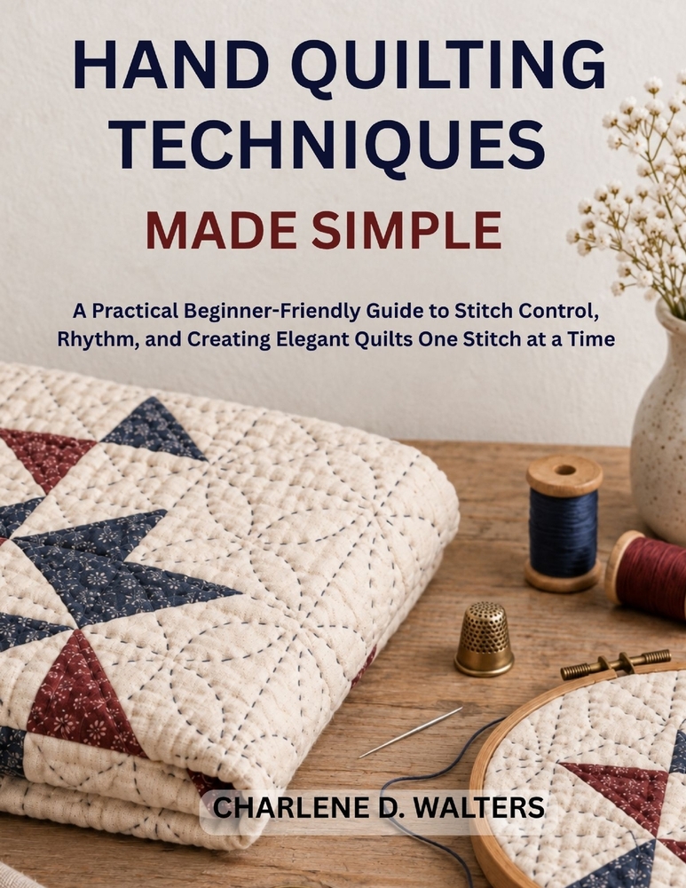 Hand Quilting Techniques Made Simple: A Practical Beginner-Friendly Guide to Stitch Control, Rhythm, and Creating Elegant Quilts One Stitch at a Time cover