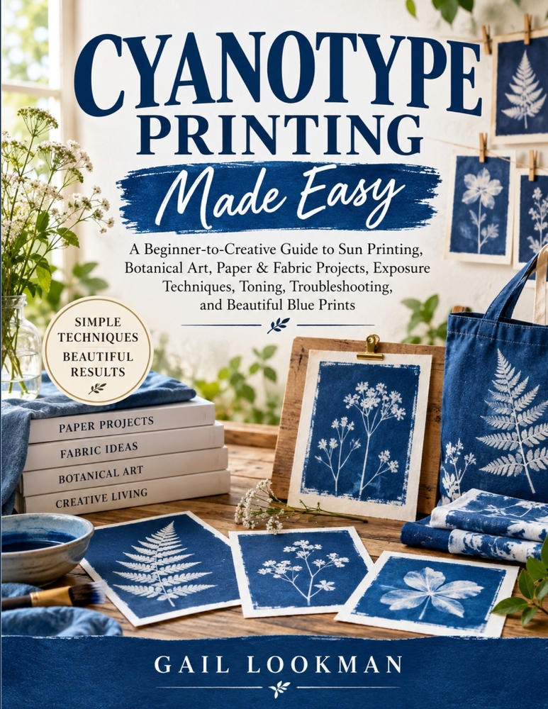 Cyanotype Printing Made Easy: A Beginner-to-Creative Guide to Sun Printing, Botanical Art, Paper & Fabric Projects, Exposure Techniques, Toning, Troub cover