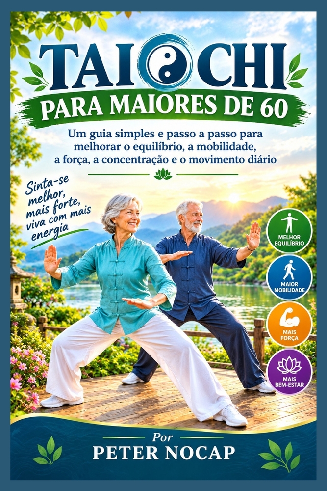 TAI CHI Para idosos com mais de 60 anos: Um guia simples, passo a passo, para melhor equilíbrio, movimentos mais fáceis e força no dia a dia. cover