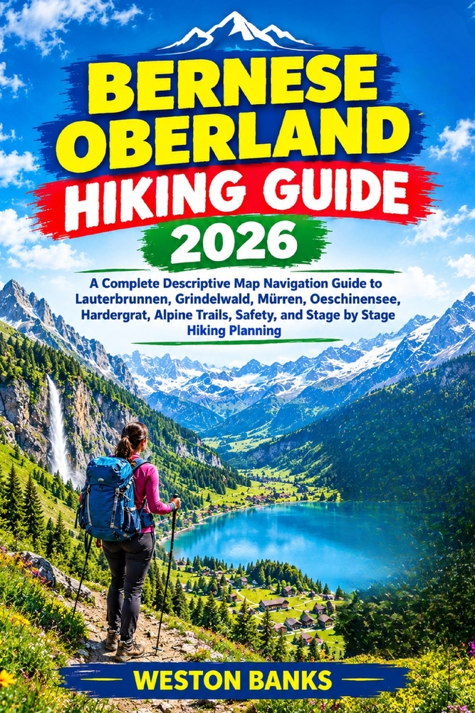 Bernese Oberland HIKING GUIDE 2026: A Complete Descriptive Map Navigation Guide to Lauterbrunnen, Grindelwald, Mürren, Oeschinensee, Hardergrat, Alpin cover