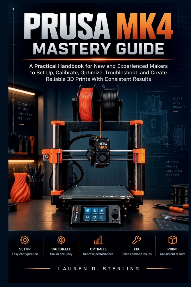 Prusa MK4 Mastery Guide: A Practical Handbook for New and Experienced Makers to Set Up, Calibrate, Optimize, Troubleshoot, and Create Reliable 3D Prin cover