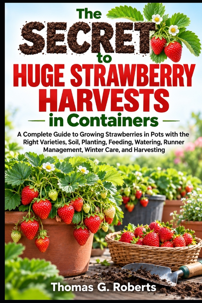 The Secret to Huge Strawberry Harvests in Containers: A Complete Guide to Growing Strawberries in Pots with the Right Varieties, Soil, Planting, Feedi cover