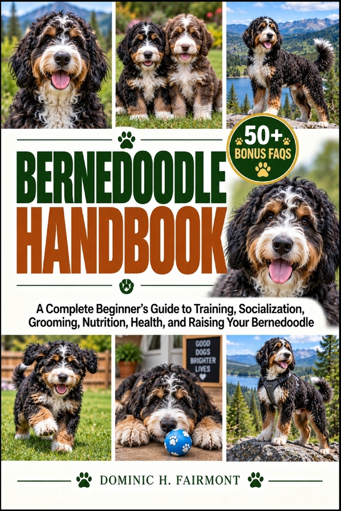 Bernedoodle Handbook: A Complete Beginner's Guide to Training, Socialization, Grooming, Nutrition, Health, and Raising Your Bernedoodle cover
