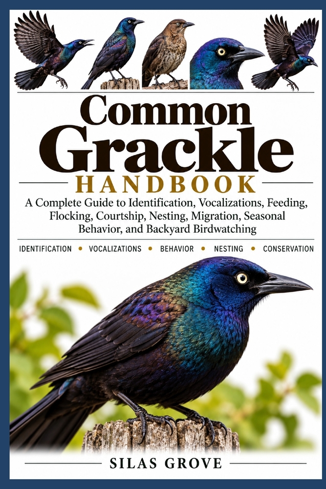 Common Grackle Handbook: A Complete Guide to Identification, Vocalizations, Feeding, Flocking, Courtship, Nesting, Migration, Seasonal Behavior, and B cover