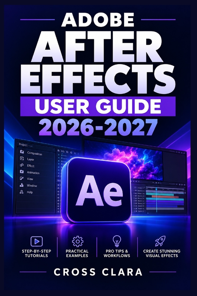 Adobe After Effects User Guide 2026-2027: Practical Motion Graphics, Animation, Compositing, Keyframing, Expressions, Rendering, and Visual Design Wor cover