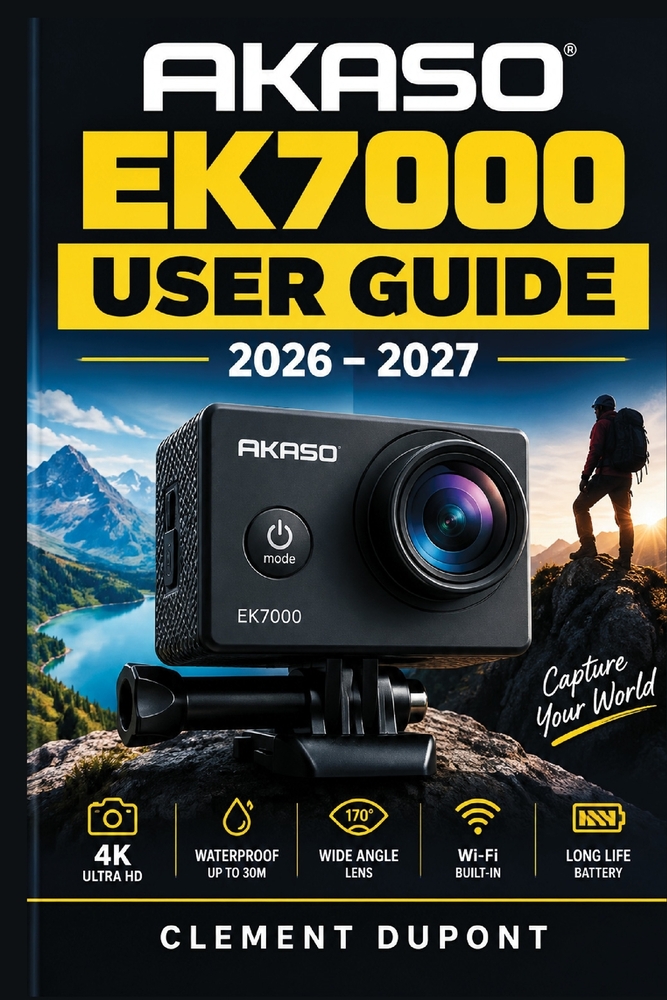 Akaso Ek7000 User Guide 2026-2027: Guide pratique illustré en français pour configurer, filmer, photographier, utiliser le Wi-Fi, les accessoires et r cover
