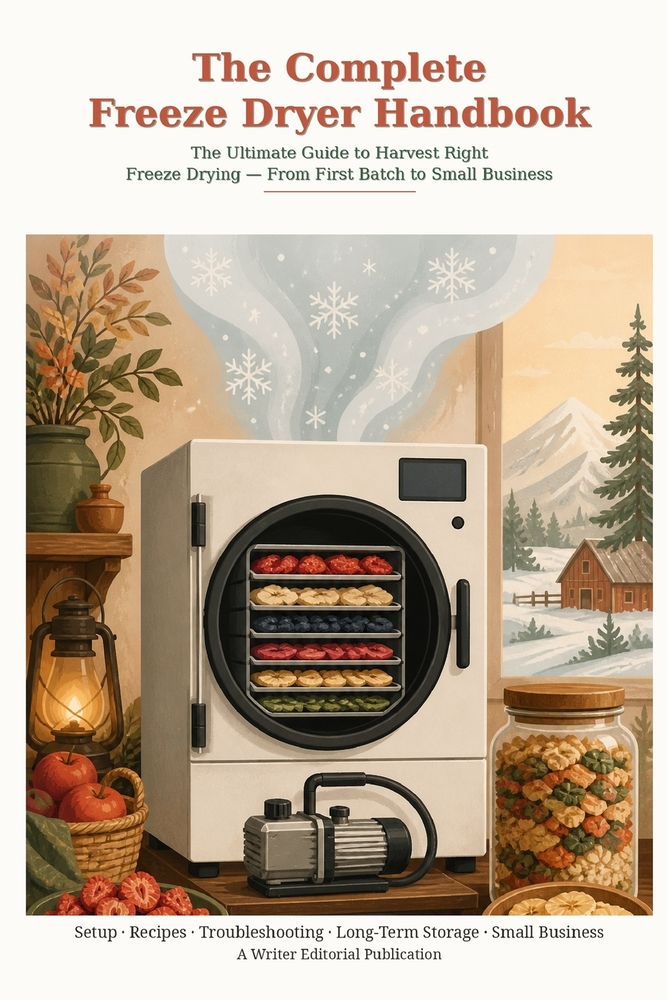 The Complete Freeze Dryer Handbook: The Ultimate Guide to Harvest Right Freeze Drying: Setup, Recipes, Troubleshooting, Long-Term Storage & Turning Pr cover