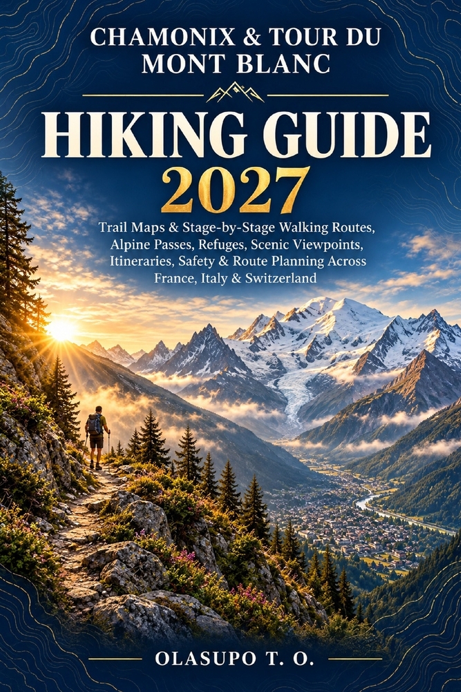 Chamonix & Tour Du Mont Blanc Hiking Guide 2027: Trails, TMB Stages, Mountain Passes, Refuges, Scenic Villages, Trail Maps & Route Planning Across Fra cover