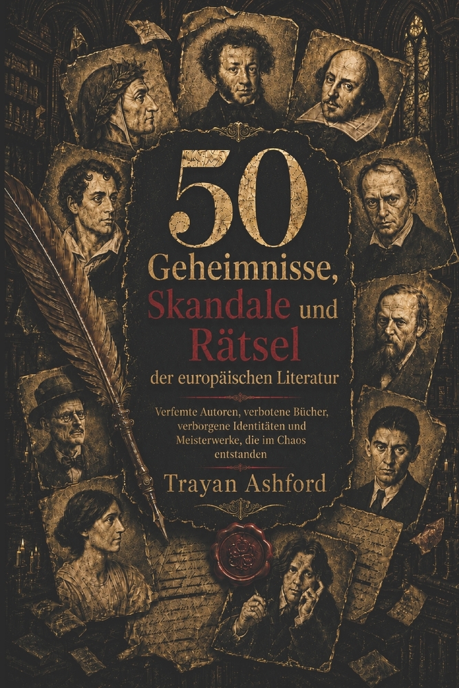 50 Geheimnisse, Skandale und Rätsel der europäischen Literatur: Verfemte Autoren, verbotene Bücher, verborgene Identitäten und Meisterwerke, die im Ch cover