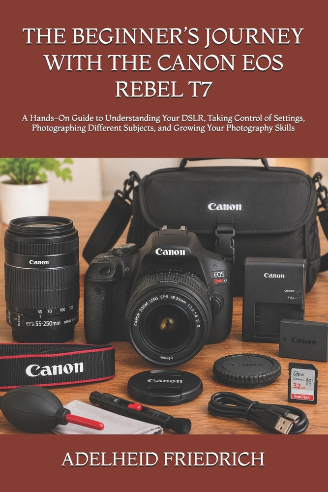 The Beginner's Journey with the Canon EOS Rebel T7: A Hands-On Guide to Understanding Your DSLR, Taking Control of Settings, Photographing Different S cover