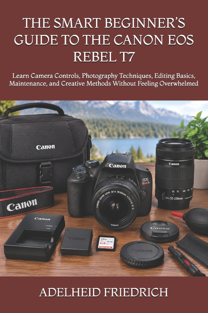 The Smart Beginner's Guide to the Canon EOS Rebel T7: Learn Camera Controls, Photography Techniques, Editing Basics, Maintenance, and Creative Methods cover